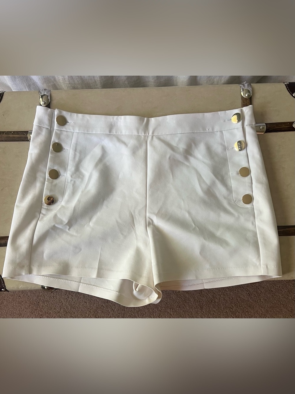 Express White High-Rise Sailor Button Shorts